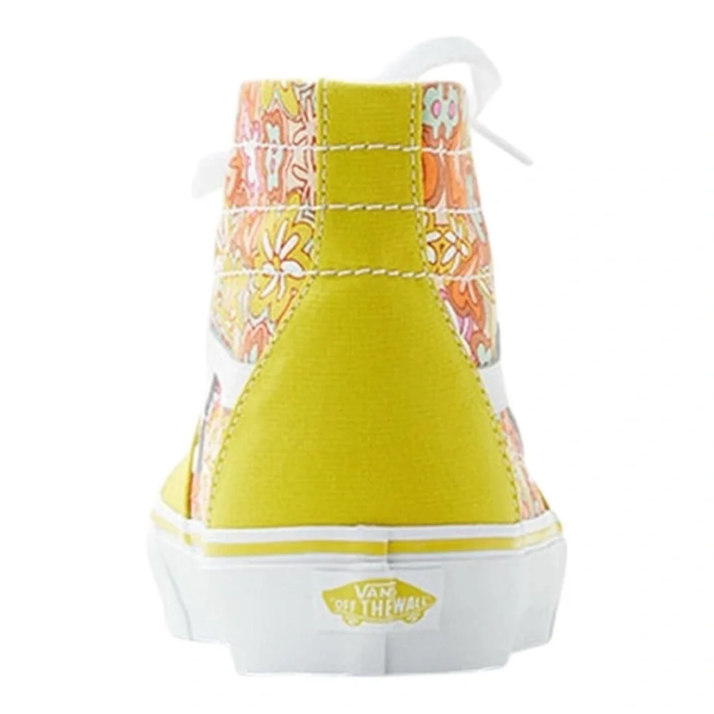 Vans Floral Yellow and Orange Sneakers UNISEX MEN 5.5  WOMEN 7